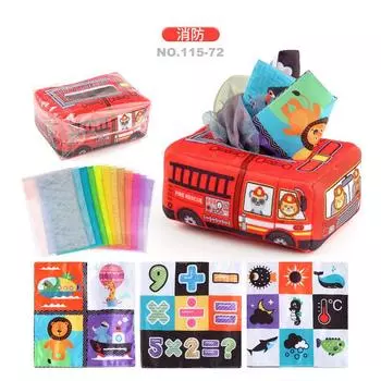 0-3 Years Old Baby Early Education Cloth Book Tissue Box Toy Animal Numbers Can T Be Torn Square Scarf Silk Scarf Pumping Carton