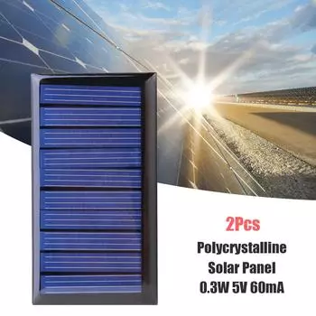 0.3W 5V 60mA солнечная панель поликристаллическая ячейка для батареи 3.6V (2pcs)
