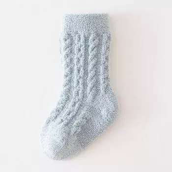 0-3Years Baby Plush Socks Thick Coral Velvet Twist Knitting Solid Color Children s Warm Velvet Mid Tube Socks Autumn and Winter XS for 0-6M