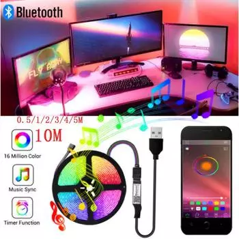 0,5-10 м светодиодный пульт дистанционного управления Bluetooth, неоновый свет, цвет 5050, гибкая световая лента, подходящая для украшения дома, праздника, вечеринки 0.5m-Bluetooth Control
