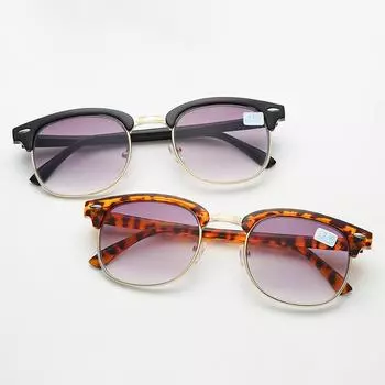 -0 .5 -1 -1 .5 -2 -2 .5 -3 -3 .5 -4 -4 .5 -6 Половина оправы Готовые солнцезащитные очки для близорукости Мужчины Женщины Ретро Очки для близорукости Светло-серые линзы