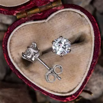 0,5/1 карат Муассанит D Цвет Vvs1 Элегантные феи серьги-гвоздики 6 зубцов женские 100% стерлинговое серебро 925 пробы ювелирные украшения 0.5 Carat