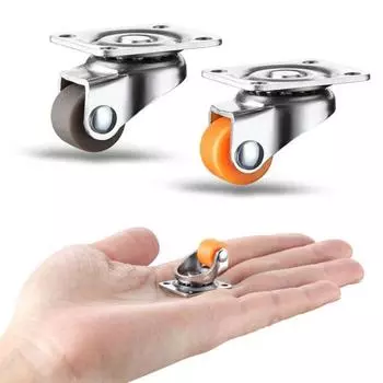 0,5-дюймовые мебельные ролики универсальные маленькие поворотные пластинчатые ролики для тележек мебель детская кровать кухонный шкаф стол оранжевый