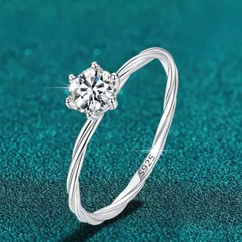 0,5 карат 5 мм D VVS1 кольцо с бриллиантом из муассанита для женщин S925 стерлингового серебра S925 кольцо вечности свадебные украшения с GRA подарок 5