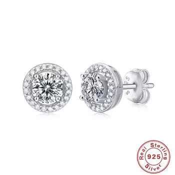0,5 карат S925 серебряные серьги женские круглые серьги-гвоздики сумочка темперамент свадебный муассанит подарок ушные украшения источник 925 Silver