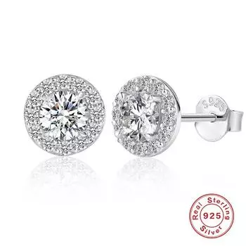 0,5 карата S925 стерлинговое серебро круглые серьги-гвоздики в форме мешка женские простые модные серьги с муассанитом и бриллиантами моцарелла фабрика 925 Silver