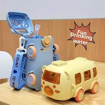 0,5 л милая игрушечная машинка чашка с соломинкой бутылка для воды в помещении и на открытом воздухе большая емкость пластиковая кружка для летних напитков BPA 500ml белый