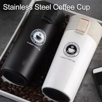 0,5 л термокружка с двойными стенками, кофейная чашка из нержавеющей стали 304, термос, бутылка для воды, чай, кофе, герметичная термос, кружка 380ML белый