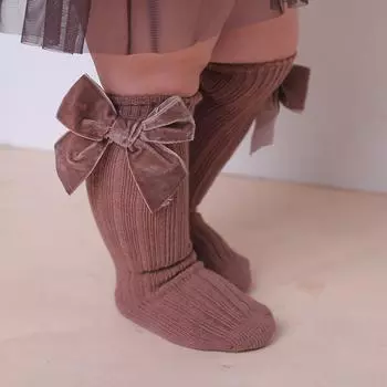 0-5 лет детские носки для мальчиков и девочек из хлопка гольфы для новорожденных малышей с бантиками теплые осенне-зимние колготки для девочек гетры S (0 To 1 Years)