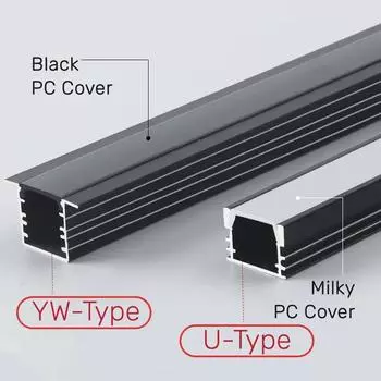 0,5 м/1 м/1,5 м золотой/черный U/YW-образный светодиодный алюминиевый профиль встраиваемый скрытый держатель канала молочный рассеиватель жесткая полоса света 0.5mx1pcs