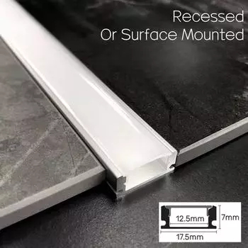 0,5 м встраиваемый U-образный светодиодный алюминиевый профиль серебристо-черный держатель канала молочный рассеиватель полка шкафа линейная полоса света 5pcs