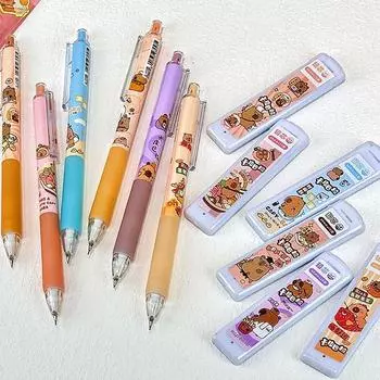0,5 мм Kawaii Capybara механический карандаш набор милые школьные канцелярские принадлежности карандаши для письма и рисования мультфильмы детские канцелярские принадлежности подарок