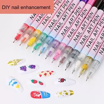 0,5 мм кончик иглы быстросохнущая креативная ручка для дизайна ногтей 12 цветов пластиковая водонепроницаемая краска коричневый