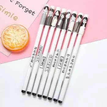 0,5 мм забавные слова мультфильм черные чернила гелевая ручка письмо школьные канцелярские принадлежности