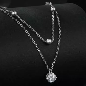 0.5CT новое круглое ожерелье из муассанита для женщин, элегантное двухслойное серебро 925 пробы, подвеска на удачу, оригинальные ювелирные изделия GRA