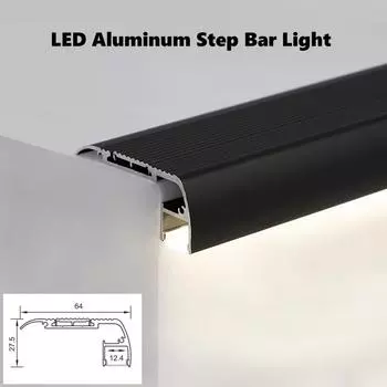 0.5M/1M светодиодный светильник для ступеней из алюминиевого профиля с противоскользящей подсветкой для ступеней лестницы, линейное освещение для украшения дома 1 Pair