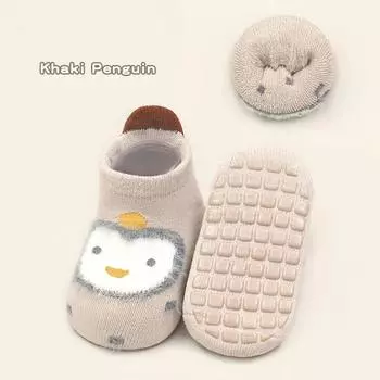 0-5Y Kids Winter Thicken Socks Baby Skidproof Floor Socks Boy Girls Cartoon Cotton Terry Warm Non-Slip Newborn Tube Socks Autumn S 0-1Years
