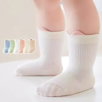 0-5 лет Младенцы Малыши Хлопок Бескостные Носки Дышащие Носки Средней Длины Для Новорожденных Карамельные Цвета Чулки-Подтяжки Ушей Весна Осень Новинка XS бежевый