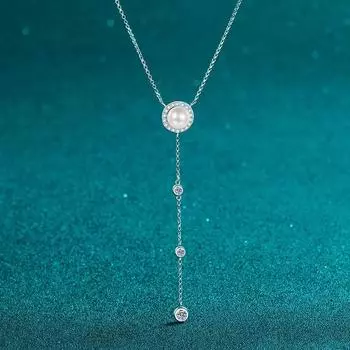 0,67CTTW Новый Муассанит Стерлингового Серебра 925 пробы жемчужный кулон для женщин элегантное ожерелье с имитацией бриллианта GRA очаровательные ювелирные изделия CHINA