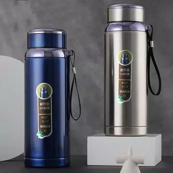 0,6/0,8/1/1,2/1,5 л термос из нержавеющей стали для путешествий, спорта, бытовой бутылки для воды, бутылки для воды, кофе, чая 600ml синий