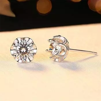 0,6 карата Муассанит с бриллиантом, 100% стерлинговое серебро 925 пробы, простые модные серьги-гвоздики с шестью когтями, женские ювелирные изделия белый