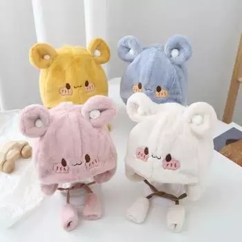 0-6 месяцев Детская шапка Осень и зима 6 месяцев Детская шапка Плюшевая зимняя мужская шапка для защиты ушей бежевый