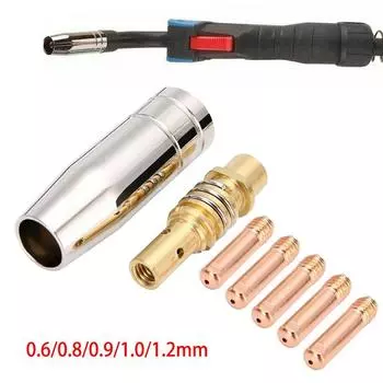 0.6mm-1.2mm MIG Welding Nozzle Protective Nozzle 7PC Conductive 0.8mm