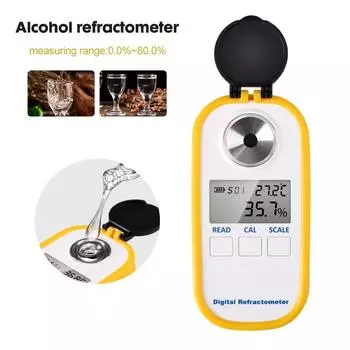 0-80% Цифровой рефрактометр для спирта Спиртовой измеритель ЖК-дисплей для спирта Алкоголь 0-50% Пиво Виноград Вино Рефрактометр