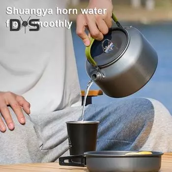 0,8/1,2/1,8 л походный чайник из алюминиевого сплава портативный легкий большой емкости для путешествий на открытом воздухе, пешего туризма, пикника, кофейника, чайника M