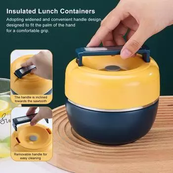 0.8L Stainless Steel Thermal Lunch Box 2 Layer Insulated Lunch Containers Vacuum Insulated Food Jar Thermal Lunch Box Lunch Box