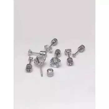 0.8mm Thin Rod Stainless Steel Four-Claw Zircon Ear Studs Two-Head Diamond Titanium Steel Fashion Ear Bone Studs Piercing Jewelry 1 Rod thick 0.8mm long 6mm Zircon 2mm
