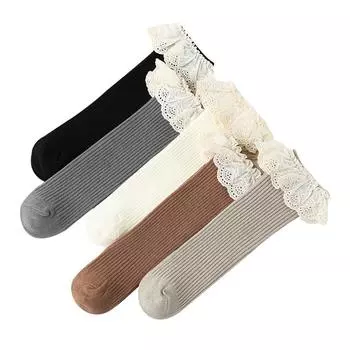 0-8 лет детские хлопковые носки детские для девочек-малышей принцессы длинные мягкие хлопковые кружевные детские носки детские носки для девочек S белый