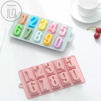 0-9 цифровая силиконовая форма для шоколада, мыло ручной работы, форма для кубиков льда, форма для помадки, форма для дня рождения синий