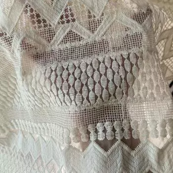 0.9 метра/лот, ширина 130 см, абстрактная геометрия, волнистая полоска, сетчатое вышитое кружево, свадебное платье, хлопковая вышитая ткань, сетчатая кружевная ткань L 0.9Meters*W 1.3Meters абрикосовый