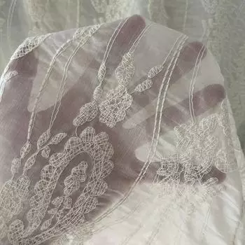 0,9 метра/лот, ширина 130 см, 3D геометрическая абстрактная цветочная вышивка, кружево, ткань для оконного экрана, платья, одежды, декоративная ткань L 0.9Meter*W 1.3Meters абрикосовый