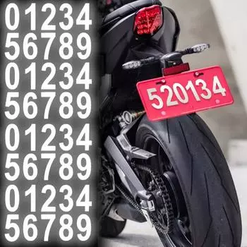 0-9 Номер автомобиля Светоотражающая наклейка Номерные знаки автомобиля Светоотражающая цифровая наклейка Номер дома почтового ящика Светоотражающие наклейки Back paper 25x17.5cm&1pcs серебряный