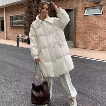 0 хлопковая куртка женская средней длины до колена сезон пуховик свободного кроя M