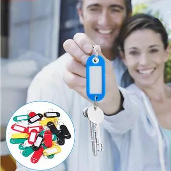 0шт. Пластиковые брелки для ключей, ассорти из колец для ключей, бирки для удостоверений личности, этикетки для карточек с именами