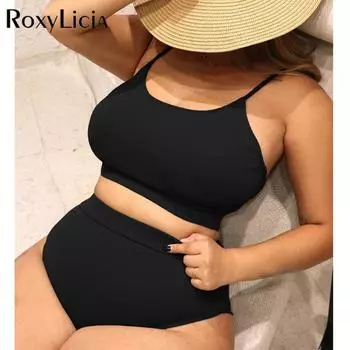 0XL-4XL, 7 цветов, бикини больших размеров, купальник большого размера, женский купальник, женский комплект из двух частей, комплект бикини, купальный костюм 0XL чёрный