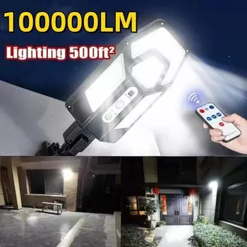 100000LM Ультра яркая солнечная лампа Уличный водонепроницаемый солнечный свет Солнечный свет Датчик движения Освещение Сад Уличный светильник