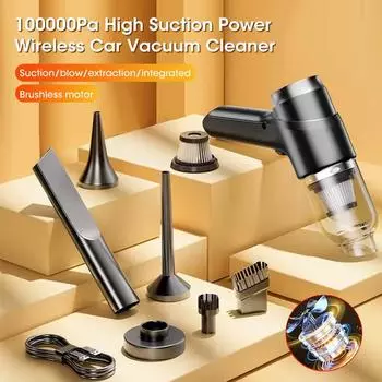 100000Pa беспроводной автомобильный пылесос с сильным всасыванием пылеуловитель беспроводной ручной сухой мощный пылесос Air Duster для автомобиля чёрный