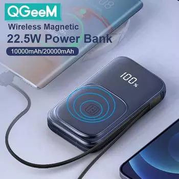 10000 мАч 20000 мАч 15 Вт Магнитное беспроводное зарядное устройство Power Bank 22,5 Вт Powerbank с быстрой зарядкой Портативная внешняя батарея для iPhone 12 13 pro max с кабелем