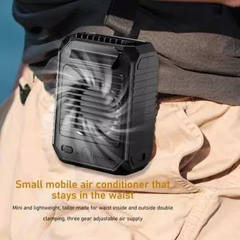 10000 мАч 3-скоростной уличный вентилятор на пояс с внешним аккумулятором портативный перезаряжаемый вентилятор на шею электрический охладитель USB вентилятор чёрный