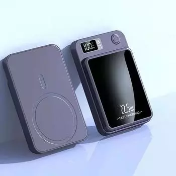 10000 мАч для Magsafe Powerbank, магнитный внешний аккумулятор, беспроводное зарядное устройство для телефона 22,5 Вт, внешний вспомогательный аккумулятор для iPhone 15 14 Pro Max Samsung 10000mAh фиолетовый