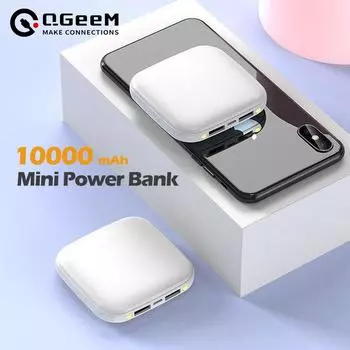 10000 мАч Mini Power Bank Dual USB повербанк портативное внешнее зарядное устройство Powerbank для мобильных телефонов xiaomi iphone huawei 10000 mAh белый