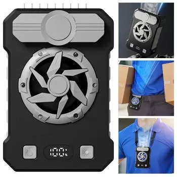 10000 мАч носимый персональный вентилятор мобильный внешний аккумулятор подвесной шейный/поясной вентилятор 5 скоростей USB перезаряжаемый мини поясной вентилятор цифровой дисплей черный серый