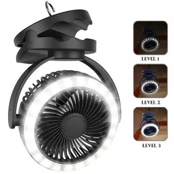 10000 мАч портативный электрический вентилятор USB перезаряжаемый кемпинговый потолочный вентилятор с светодиодной настольной лампой с таймером кемпинговый вентилятор огни Black