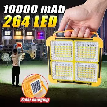 10000 мАч Солнечный перезаряжаемый фонарь для кемпинга, мощный банк, светодиодный светильник для палатки, мощный магнитный фонарик, ремонт, аварийная лампа built in battery