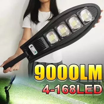 10000 мАч уличные солнечные фонари украшения сада 168LED солнечный свет уличный фонарь датчик движения солнечная лампа водонепроницаемый уличный фонарь чёрный