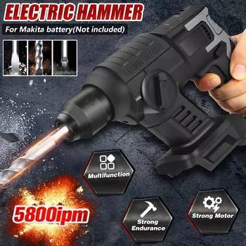 10000 ударов в минуту, 21 В, перезаряжаемая бесщеточная аккумуляторная перфораторная дрель, ударная электрическая ударная дрель для аккумулятора Makita 21 В чёрный